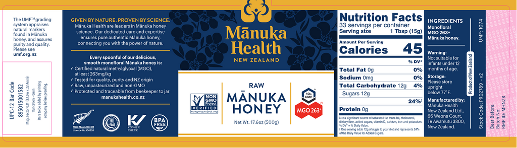 Manuka Health, MGO 263+ UMF 10+ Mānuka Honey 17.6 oz