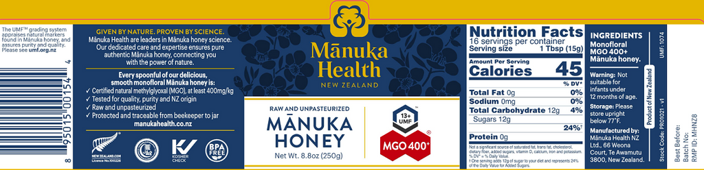 Manuka Health, MGO 400+ UMF 13+ Manuka Honey 8.8 oz