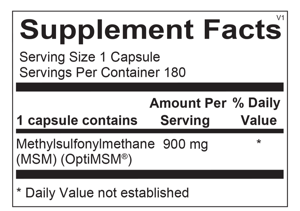 Ortho Molecular, MSM 900 | 180 Capsules Ingredients
