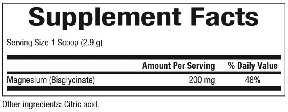 Bioclinic Naturals, Magnesium Bisglycinate 5.1 oz Ingredients