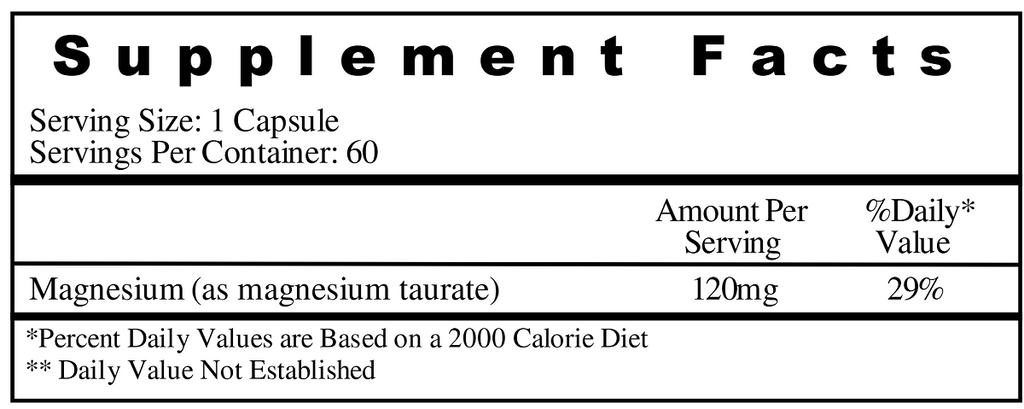 Ecological Formulas, Magnesium Taurate 60 Veg Capsules Ingredients