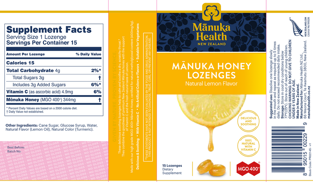 Manuka Health, Manuka Honey & Lemon Lozenges