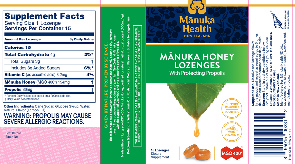 Manuka Health, Manuka Honey & Propolis Lozenges