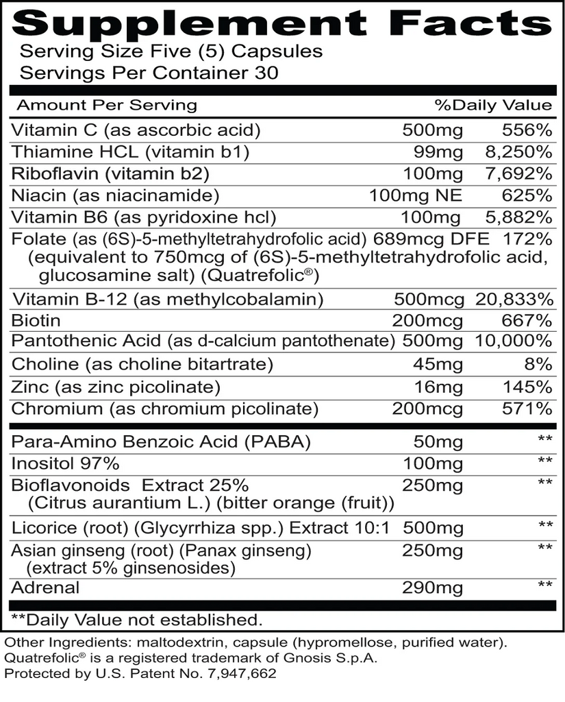 Priority One, Mega Stress Caps 150 Capsules Ingredients