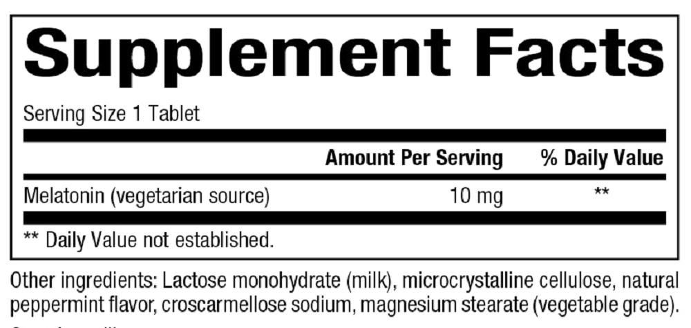 Bioclinic Naturals, Melatonin 10mg 180 Sublingual Tablets Ingredients