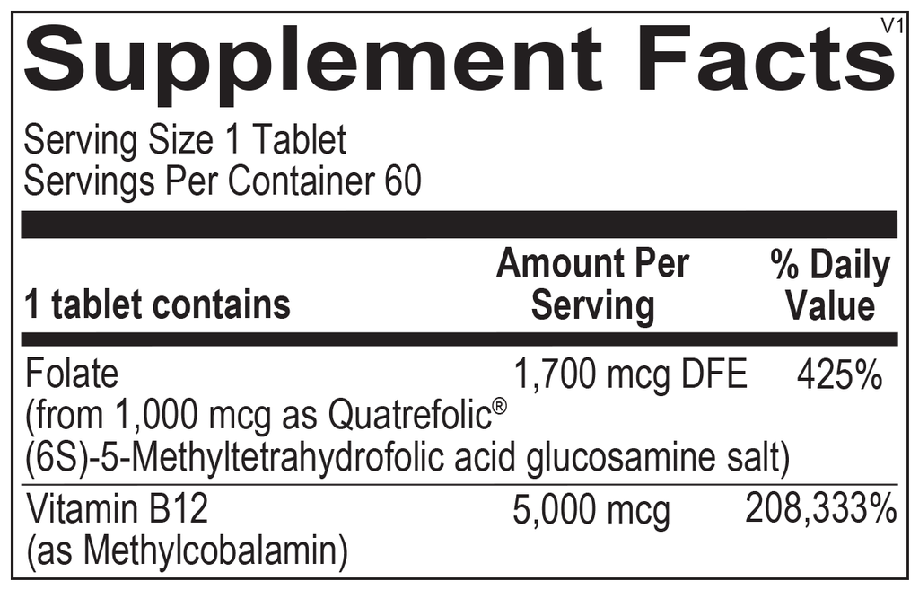 Ortho Molecular, Methyl B12 60 Tablets Ingredients