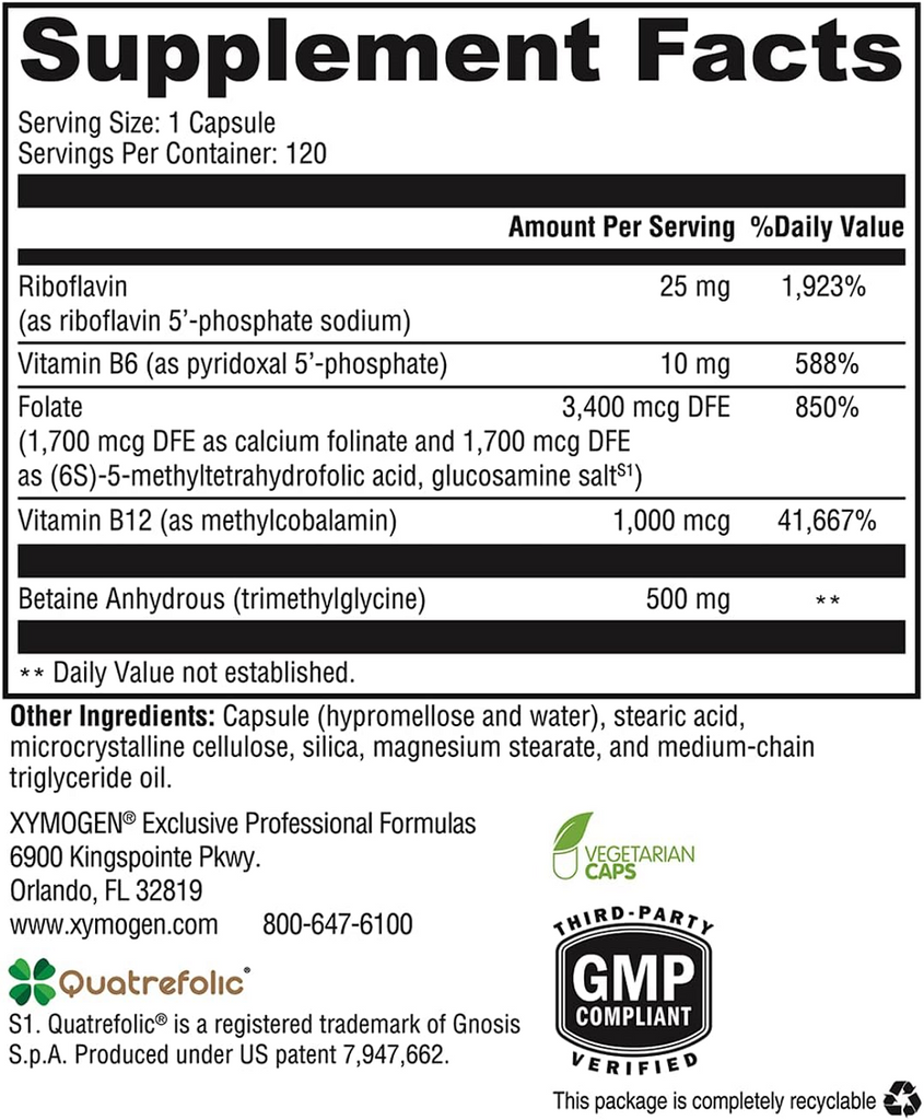 XYMOGEN, Methyl Protect 120 Capsules Ingredients
