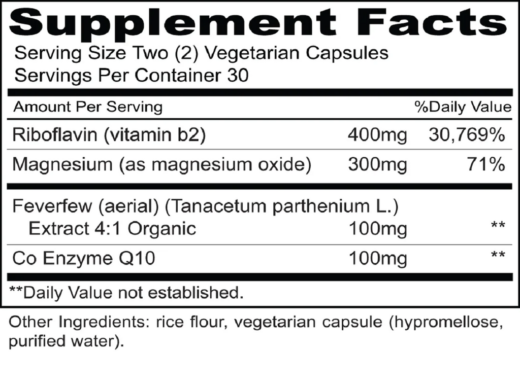 Priority One, Migrelease 60 Vegetarian Capsules Ingredients