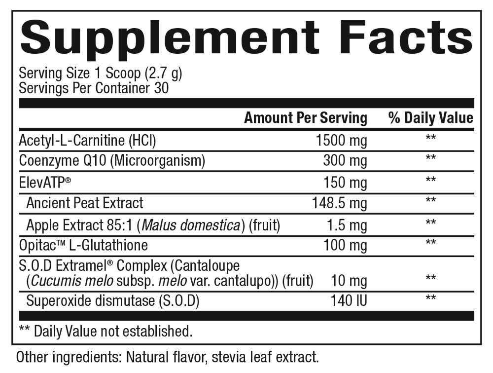 Bioclinic Naturals, Mitochondrial Formula 2.86 oz Ingredients