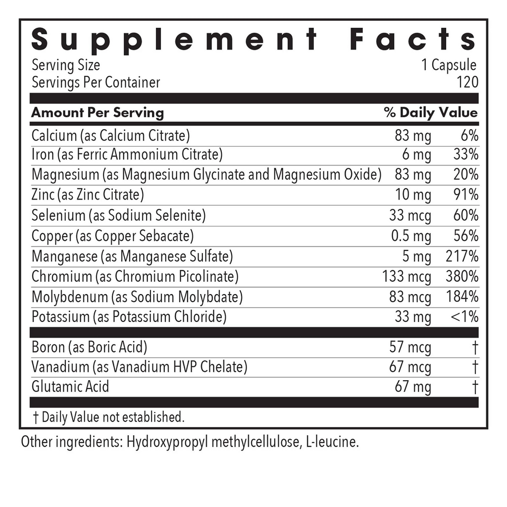 Allergy Research Group, MultiMin 120 Veg Capsules Ingredients