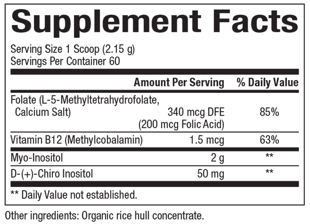 Bioclinic Naturals, Myo-Inositol Plus 60 Servings Ingredients