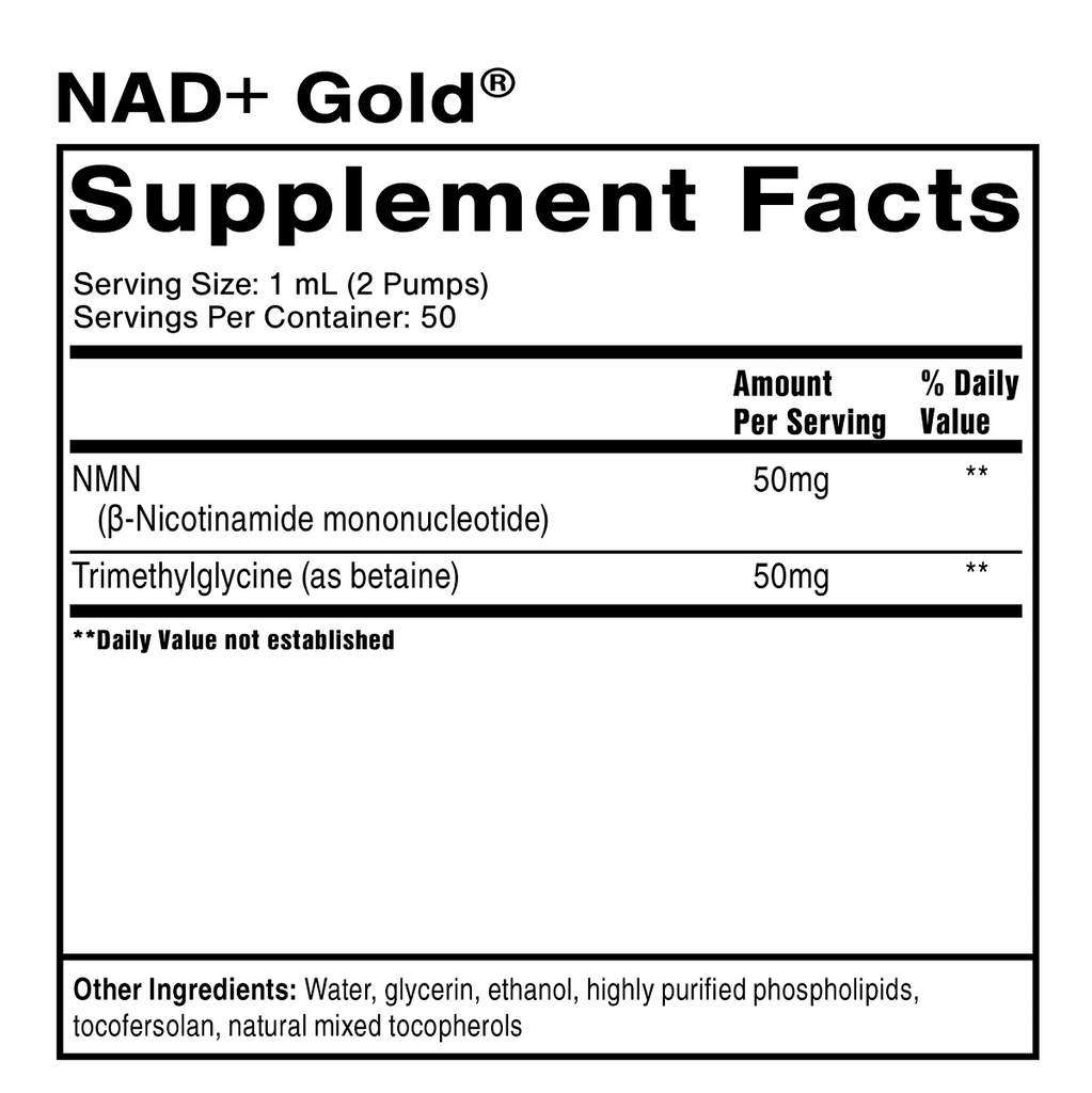 Quicksilver Scientific, NAD+ Gold 1.7 fl oz Ingredients