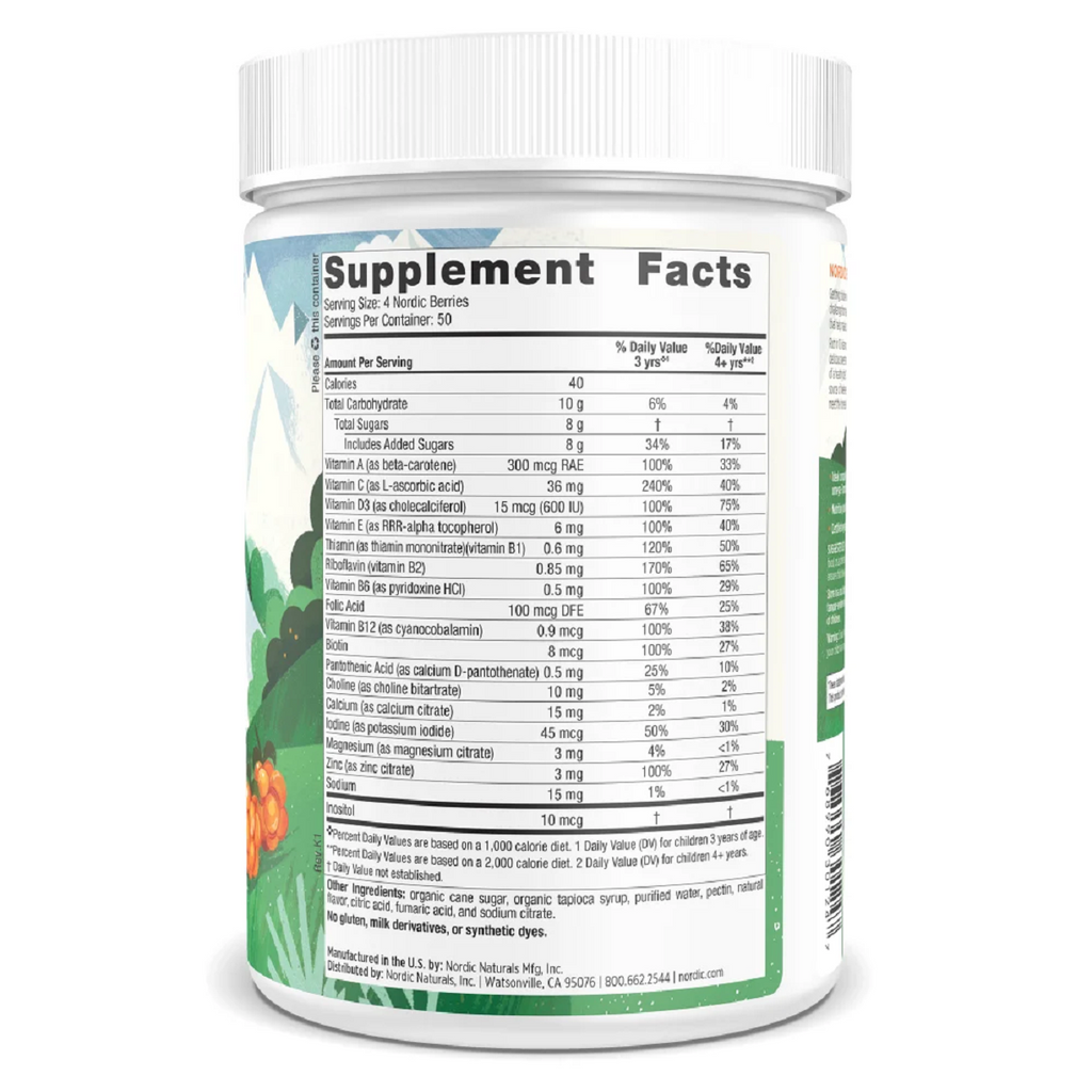Nordic Naturals, Nordic Berries (Citrus)  200 Gummy Berries Ingredients