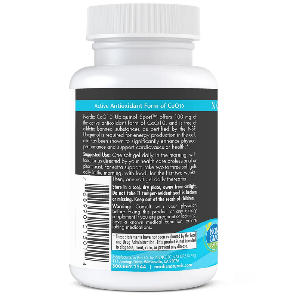 Nordic Naturals, Nordic CoQ10 Ubiquinol Sport 60 Softgels Specs