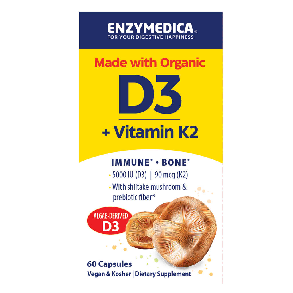 Enzymedica, Organic Vitamin D3 +K2 | 60 Capsule