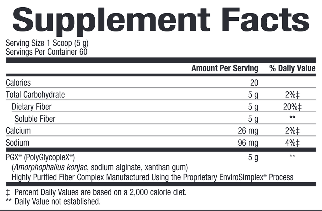 Bioclinic Naturals, PGX Granules Fiber Unflavored 300 gms Ingredients