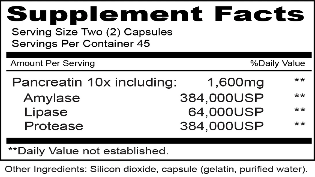 Priority One, Pancreas 10xtra 90 Capsules Ingredients