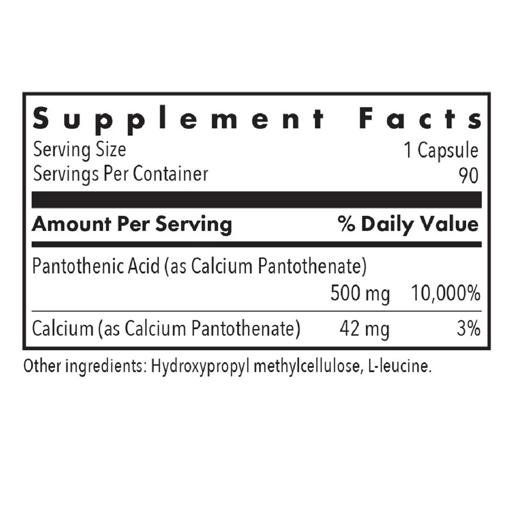 Allergy Research Group, Pantothenic Acid 90 Veg Capsules Ingredients