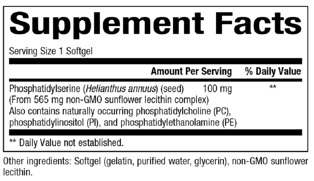 Bioclinic Naturals, Phosphatidylserine 100Mg 60 Softgels Ingredients