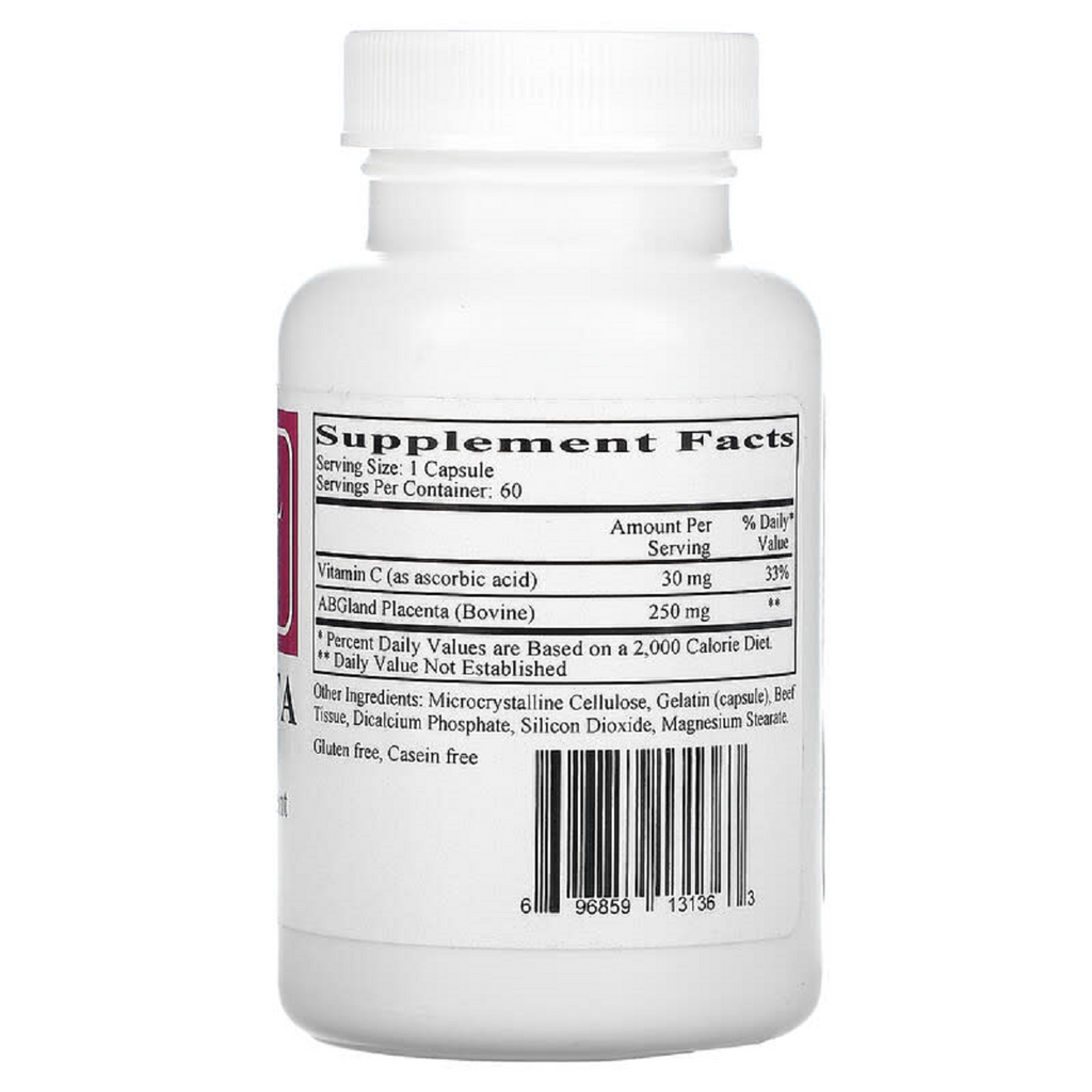 Ecological Formulas, Placenta (Lypholized 250mg) 60 Capsules Ingredients