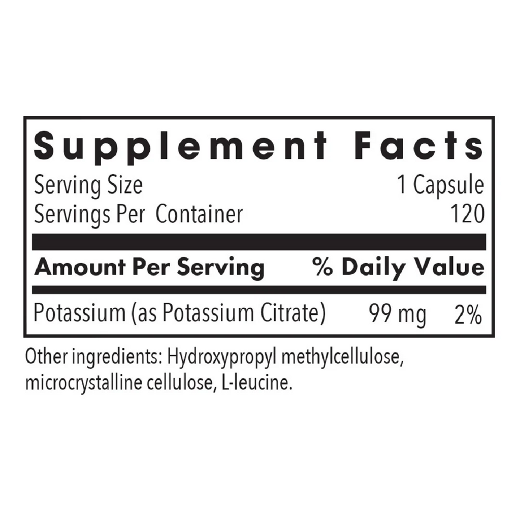 Allergy Research Group, Potassium Citrate 120 Veg Capsules Ingredients