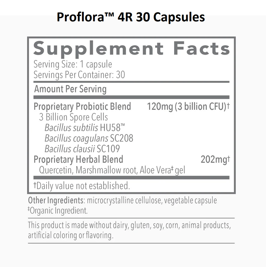 Biocidin Botanicals, Proflora 4R 30 Capsules Ingredients