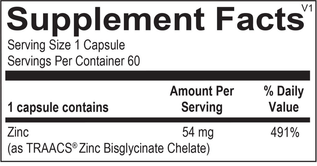 Ortho Molecular, Reacted Zinc 60 Capsules Ingredients