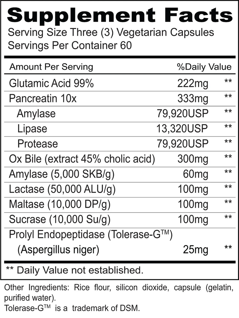 Priority One, SIBOZyme No HCL 180 Vegetarian Capsules Ingredients