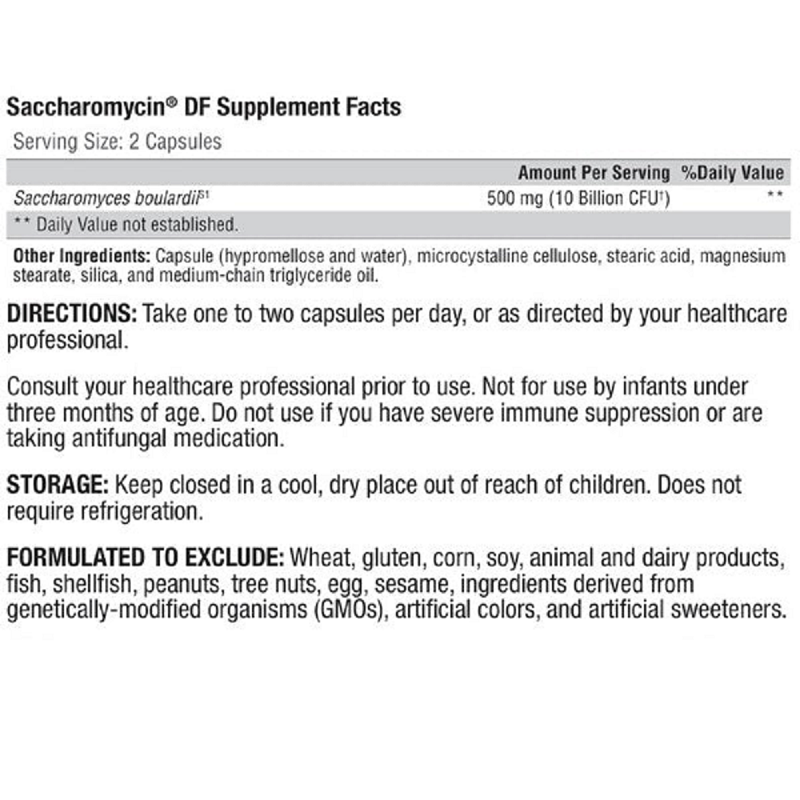 XYMOGEN, Saccharomycin DF 30 Capsules Ingredients