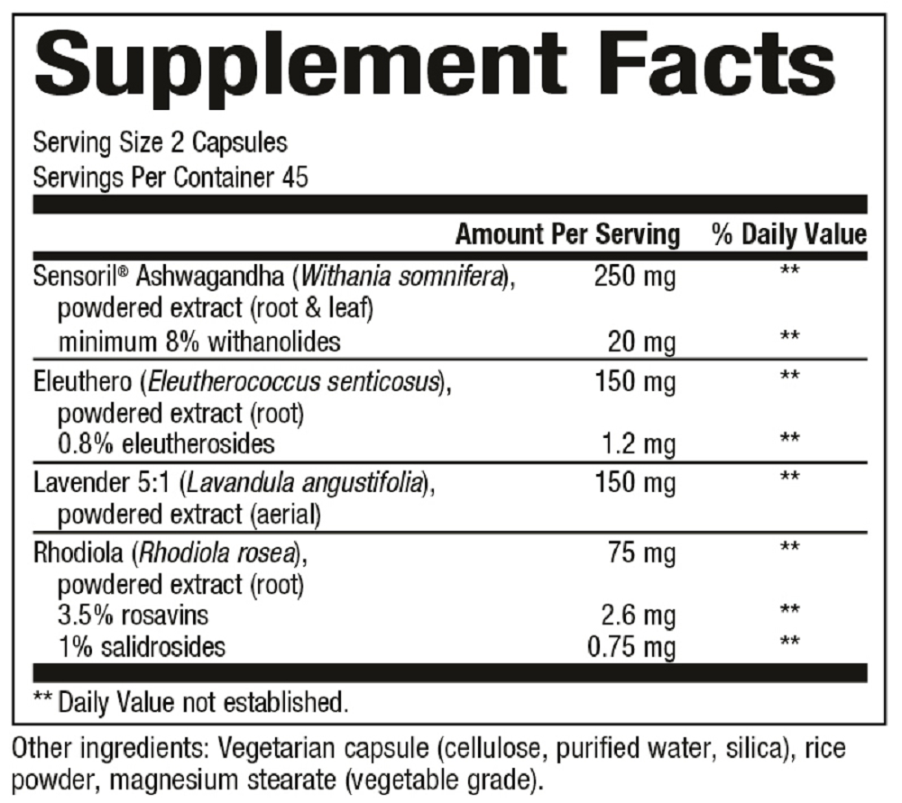 Bioclinic Naturals, Sereni-Pro 90 Veg Capsules Ingredients