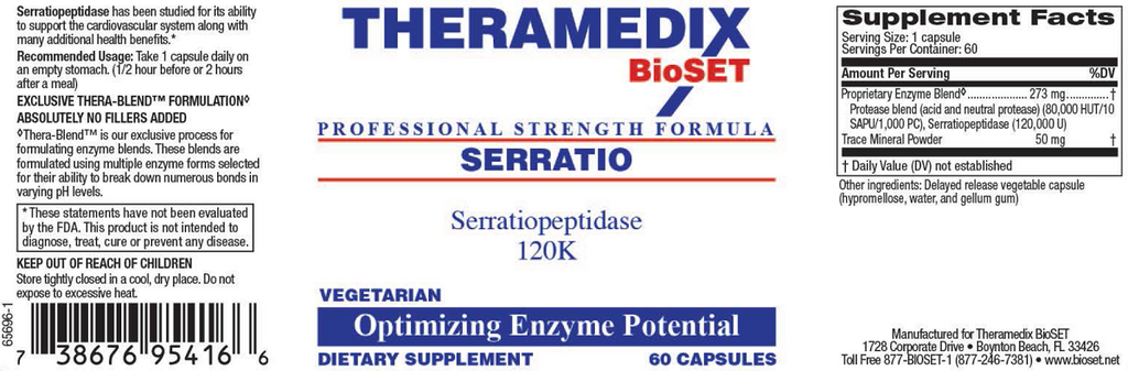 Theramedix BioSet, Serratio 60 Capsules Ingredients