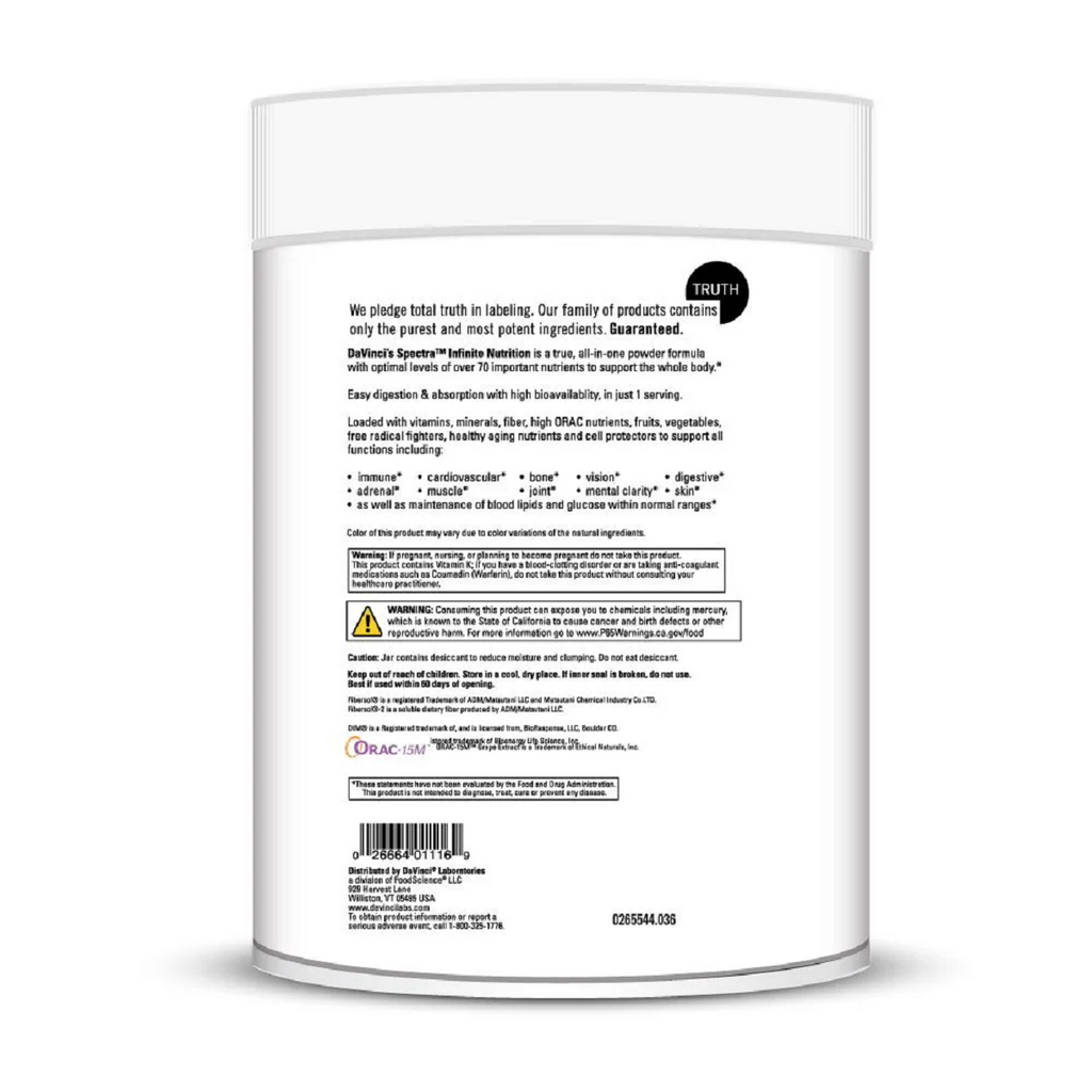 DaVinci Labs, Spectra™ Infinite Nutrition 36 Servings Specs
