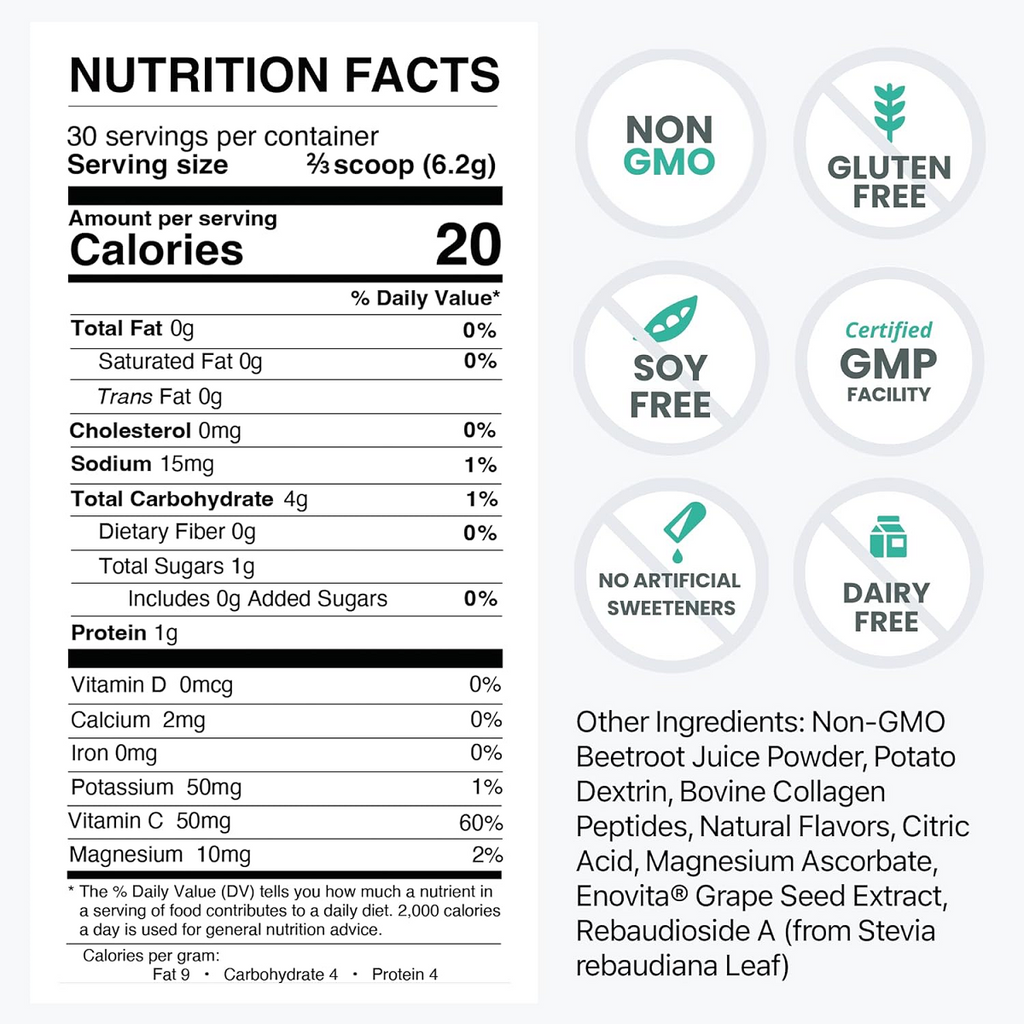 HumanN, SuperBeets Collagen Cherry Berry 30 Servings Ingredients