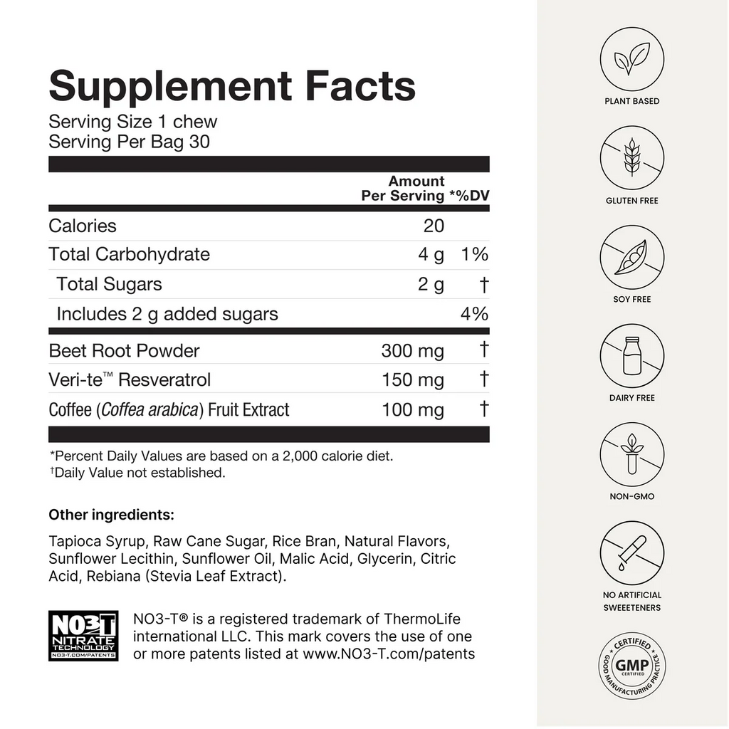 HumanN, SuperBeets Memory + Focus 30 Chews Ingredients