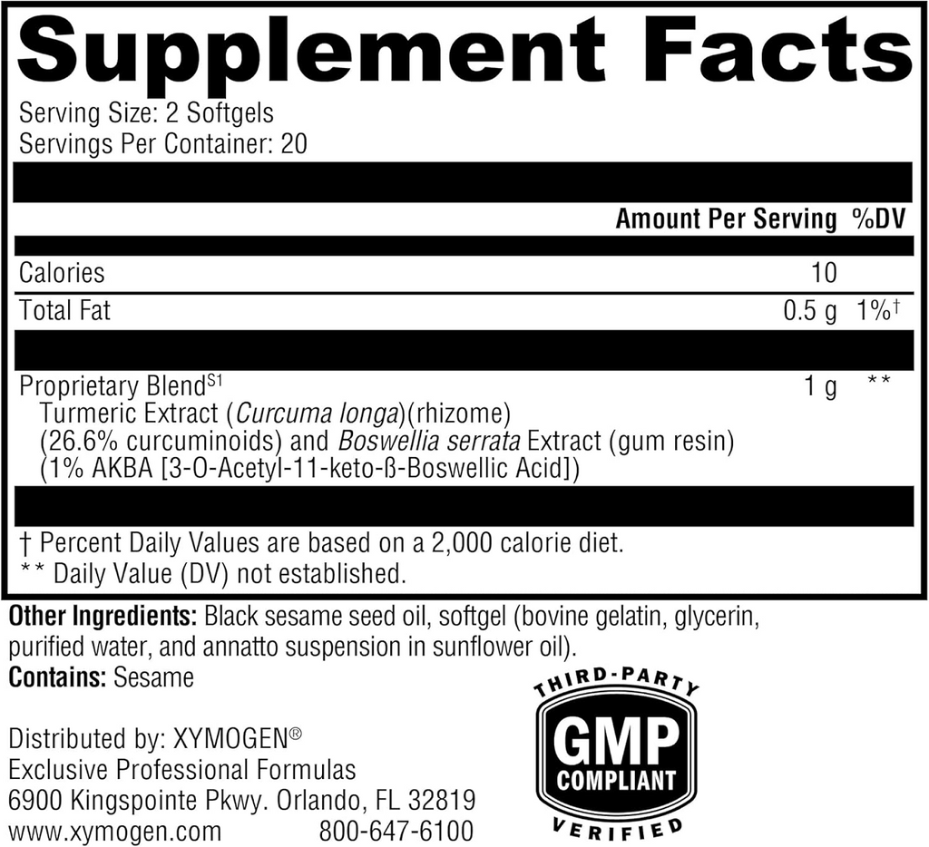 XYMOGEN, SynovX Relief 40 Softgels Ingredients