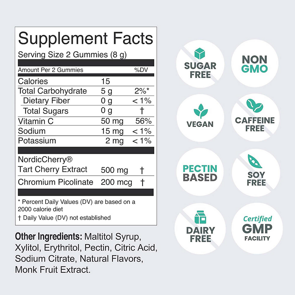 HumanN, Tart Cherry Gummies 60 Count Ingredients