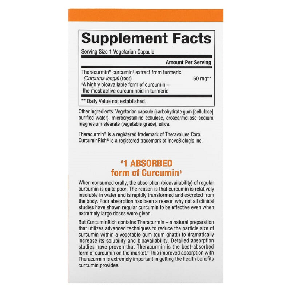 Natural Factors, Theracurmin® Double Strength 30 Vegetarian Capsules Ingredients