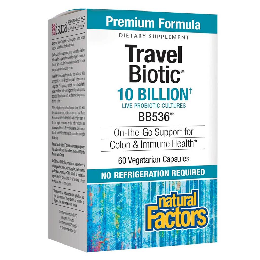 Natural Factors, TravelBiotic 10 Billion 60 Veg Caps