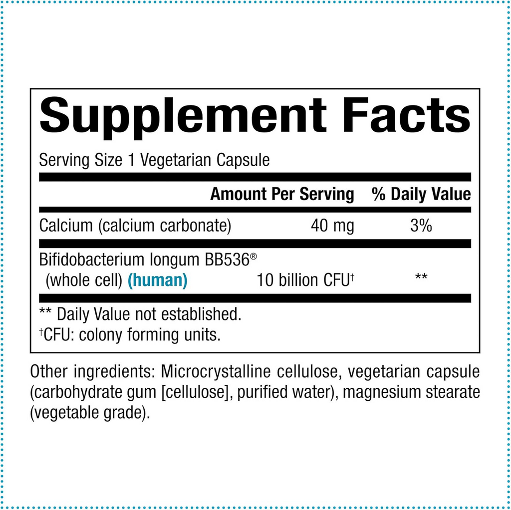 Natural Factors, TravelBiotic 10 Billion 60 Veg Caps Ingredients