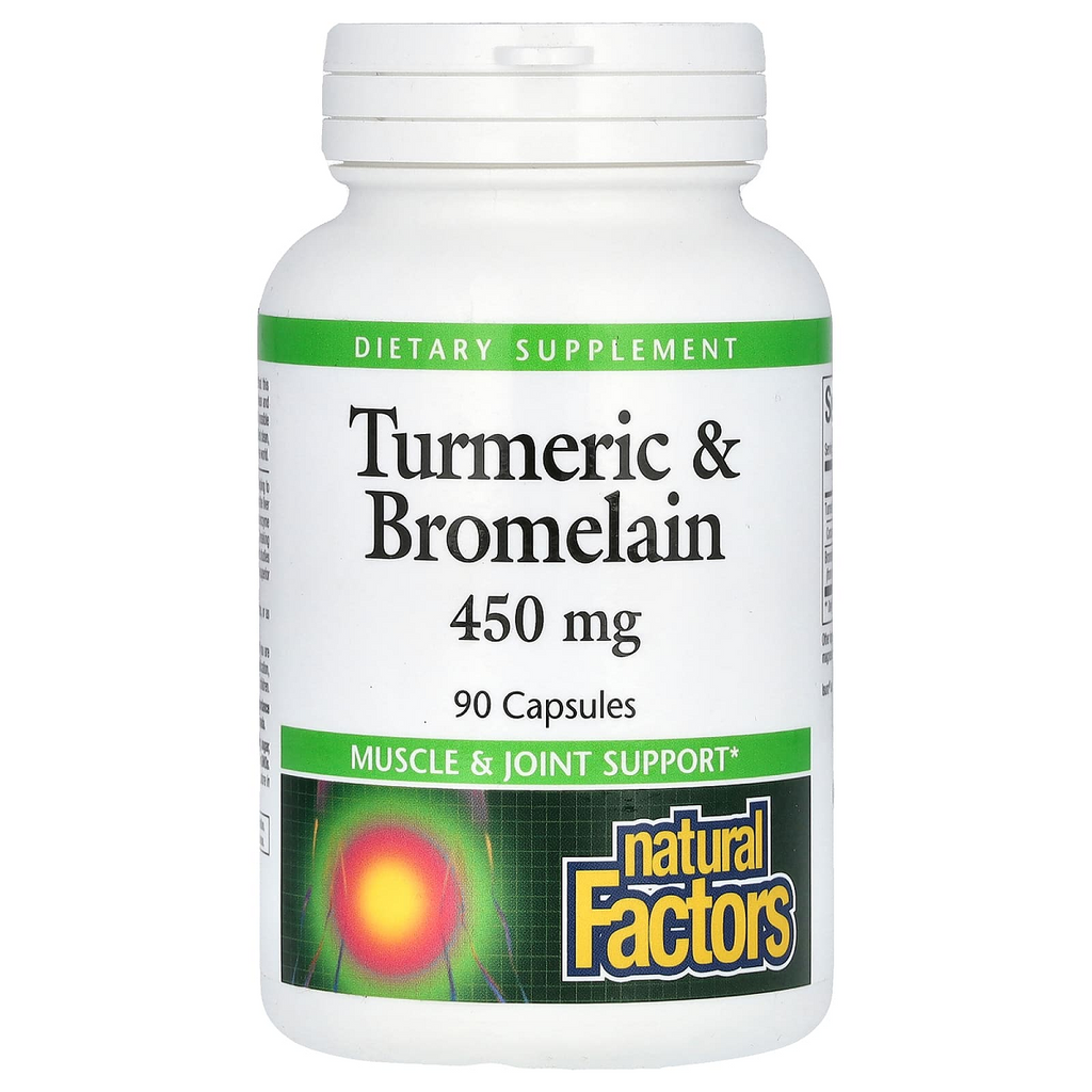 Natural Factors, Turmeric & Bromelain 450 mg 90 Capsules