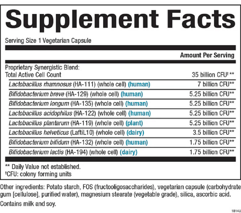 Natural Factors, Ultimate Probiotic Senior's 35 Billion 30 Veg Caps Ingredients