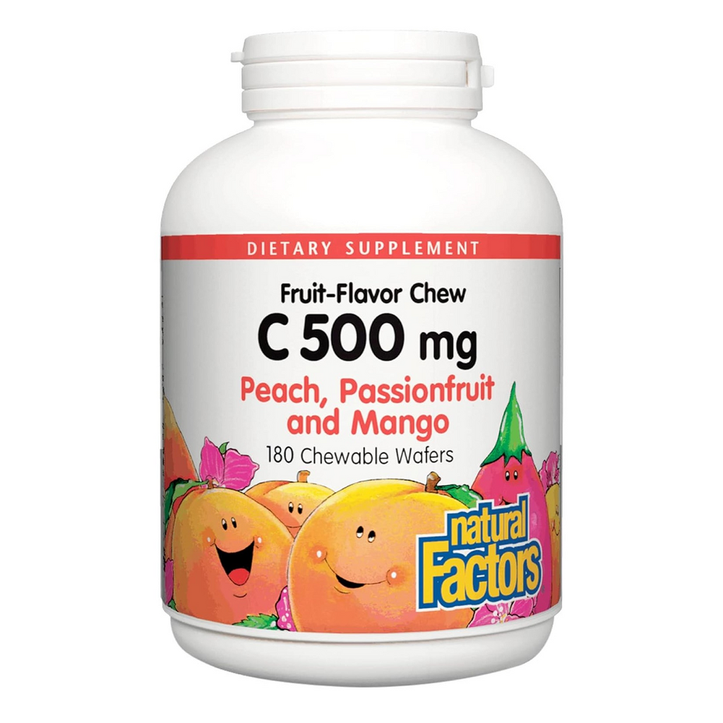 Natural Factors, Vitamin C 500 mg Peach, Passionfruit and Mango 90 Chewable Wafers