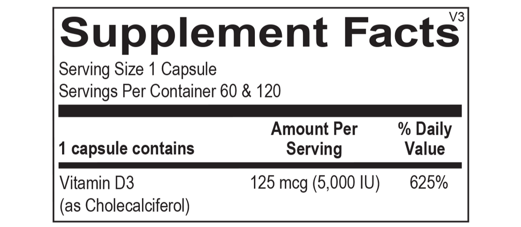 Ortho Molecular, Vitamin D 5,000 IU Ingredients
