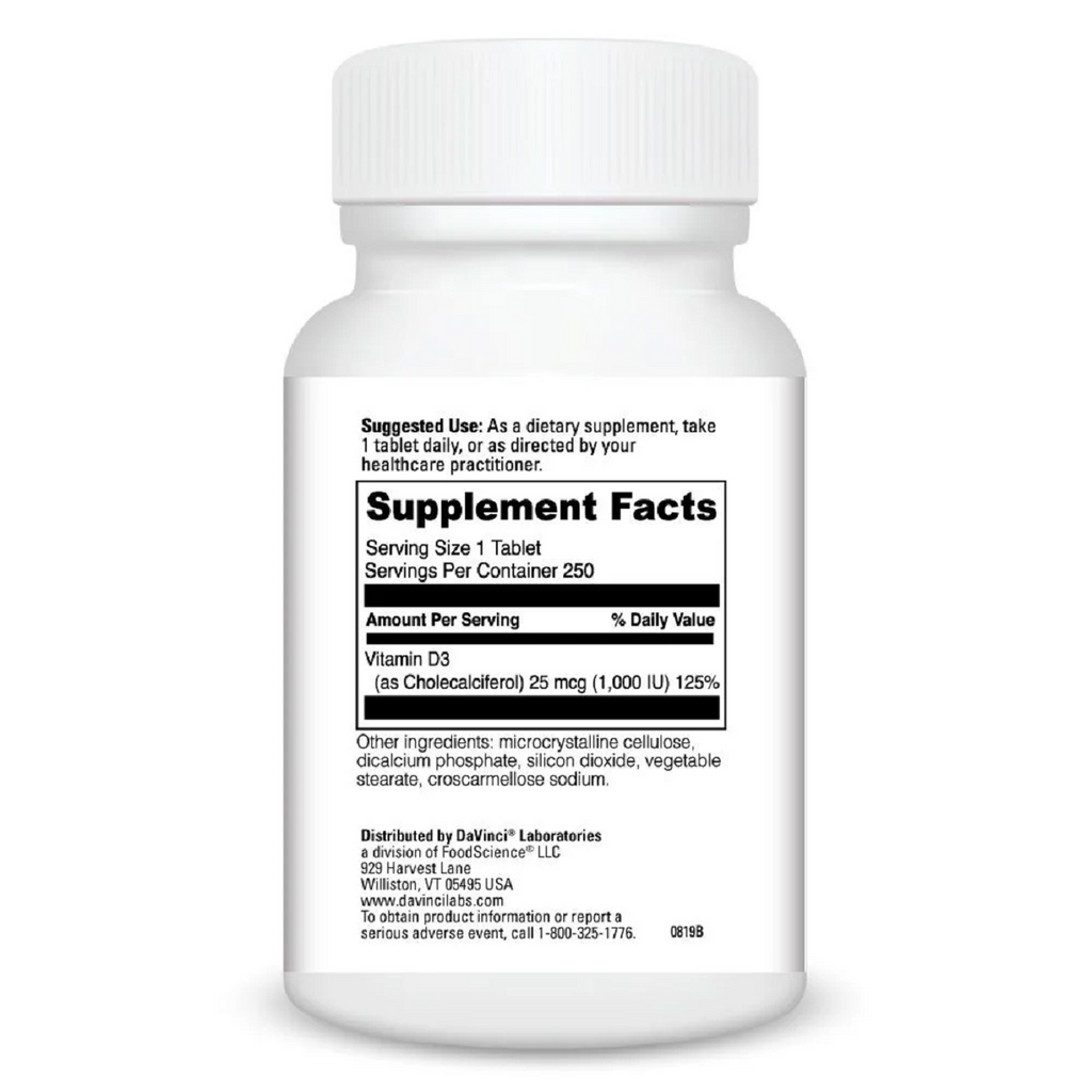 DaVinci Labs, Vitamin D3 1000 IU 250 Softgels Ingredients