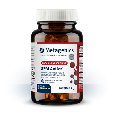 Metagenics SPM Active dietary supplement bottle, 60 softgels, front view