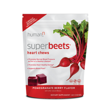 Load image into Gallery viewer, HumanN SuperBeets Heart Chews Pomegranate Berry 60 Chews
