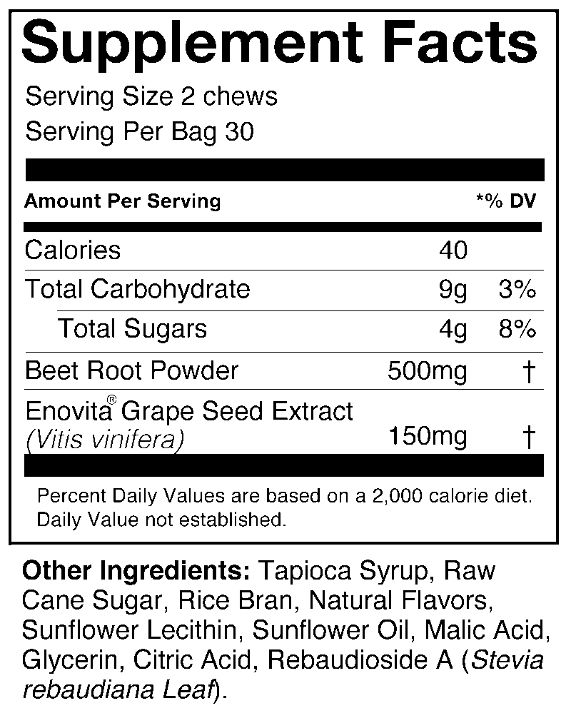 HumanN SuperBeets Heart Chews Pomegranate Berry 60 Chews Agape Nutrition