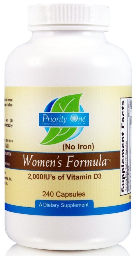 Priority One | Women's Formula Without Iron | 240 Capsules