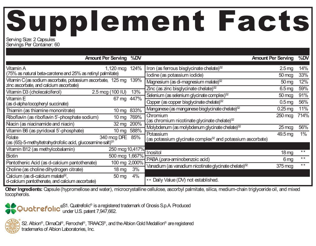 XYMOGEN®, ActivNutrients 120 Capsules Ingredients