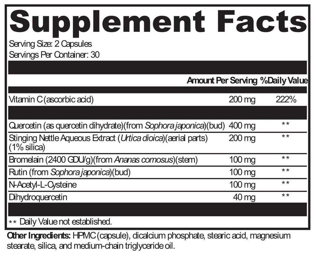 XYMOGEN, AllerDHQ™ 60 Capsules Ingredients